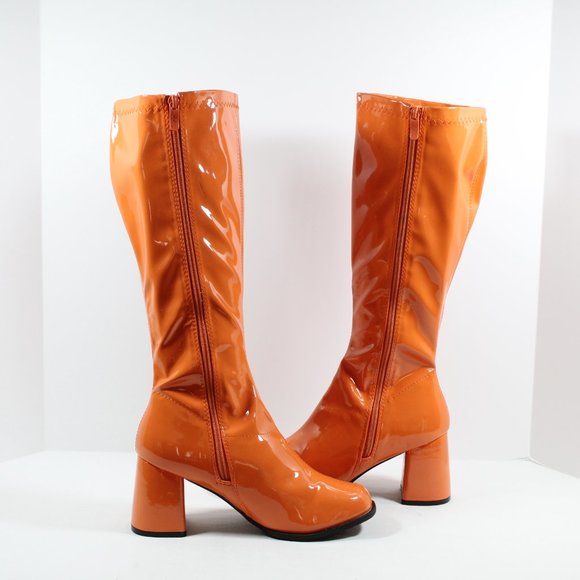 Ellie 3" Gogo Boots With Zipper - Orange 9M - Picture 3 of 6